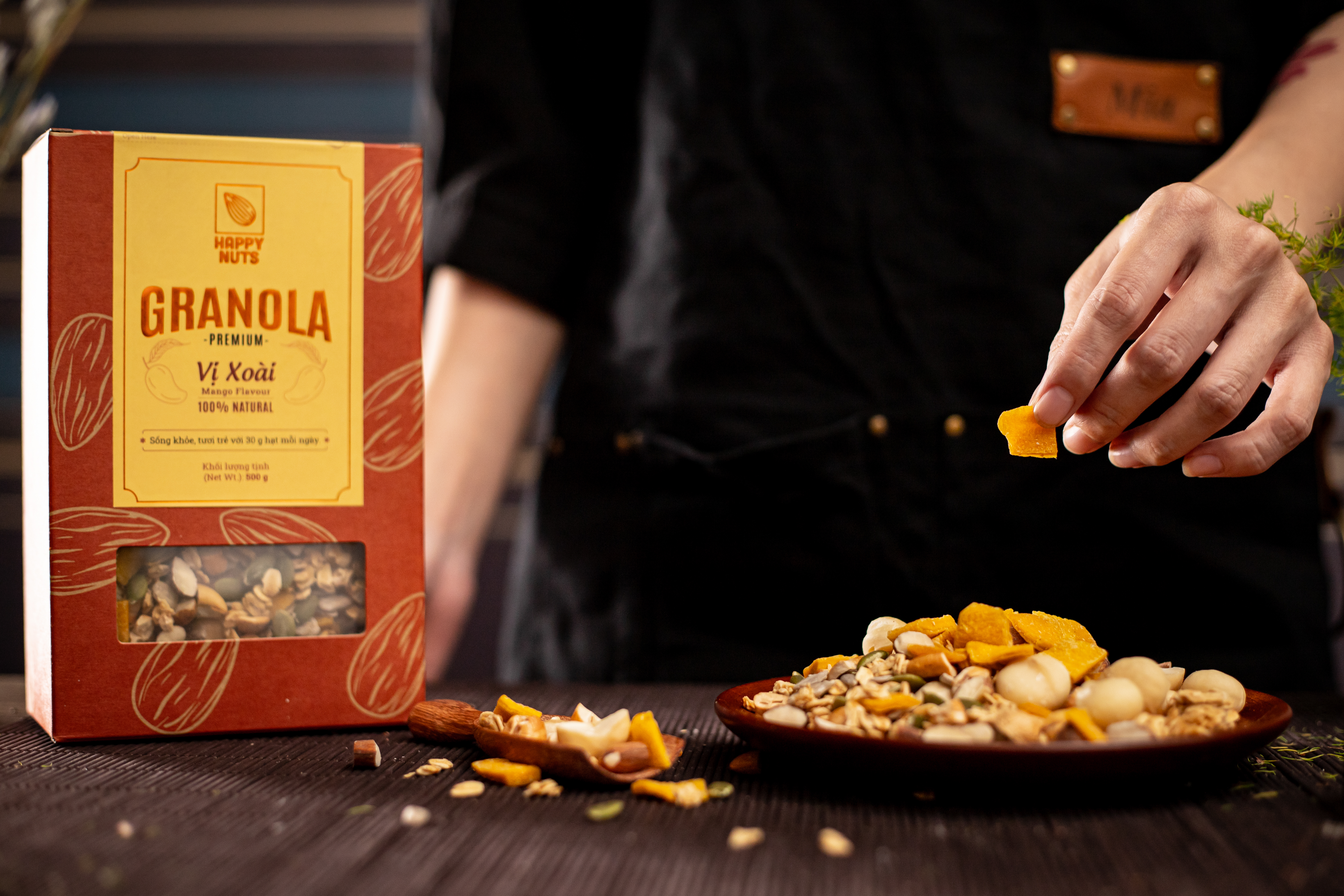 Tặng yến mạch - Granola Premium vị xoài mix HAPPY NUTS 500gr